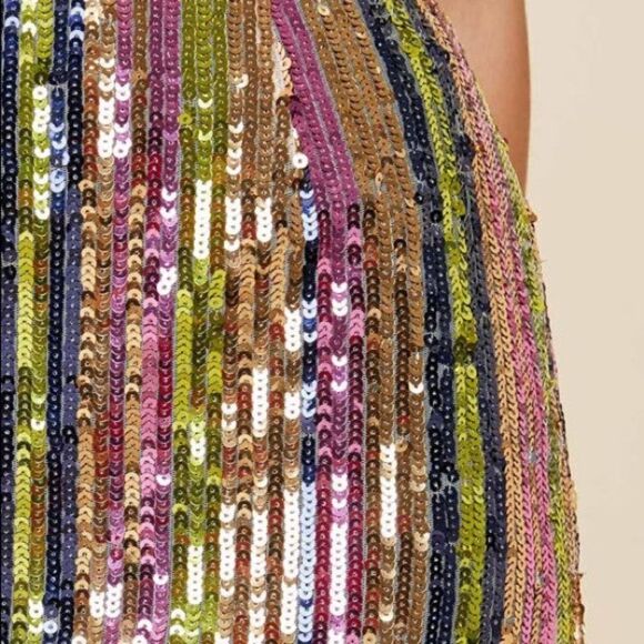 Hayden High-Rise Sequin Striped Mini Skirt - Picture 5 of 6